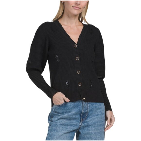 NANCY YANG Puff Sleeve Cardigan - Picture 1 of 4